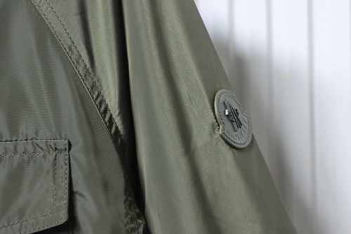 Moncler 26SS Workwear-Style Lightweight Hooded Jacket with Silicone Arm Patch Green