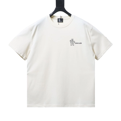 Moncler Short-Sleeve T-Shirt with Front Lettering Logo Apricot 01