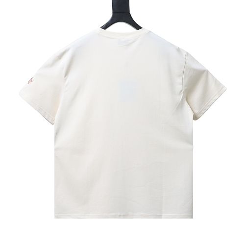 Moncler Short-Sleeve T-Shirt with Front Lettering Logo Apricot