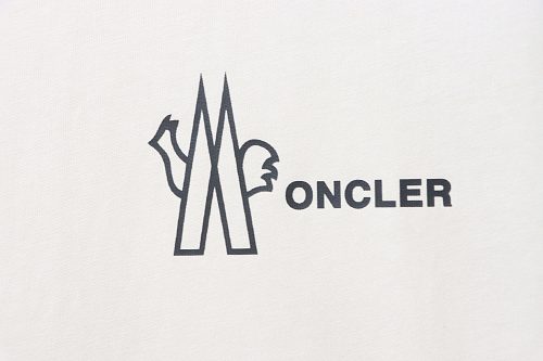 Moncler Short-Sleeve T-Shirt with Front Lettering Logo Apricot