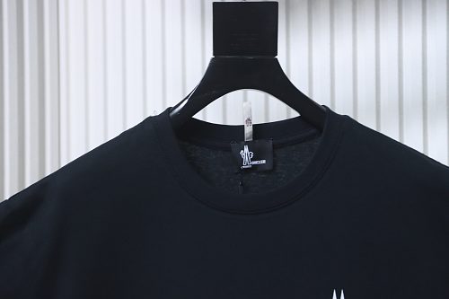 Moncler Short-Sleeve T-Shirt with Front Lettering Logo Black