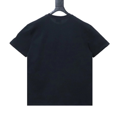 Moncler Short-Sleeve T-Shirt with Front Lettering Logo Black 02