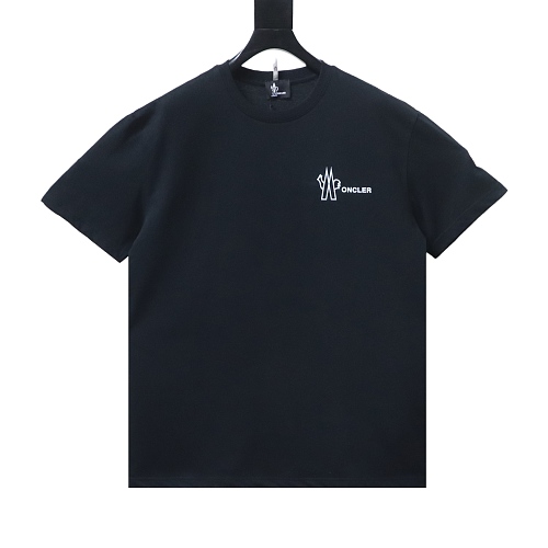 Moncler Short-Sleeve T-Shirt with Front Lettering Logo Black