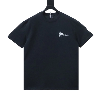 Moncler Short-Sleeve T-Shirt with Front Lettering Logo Black 01