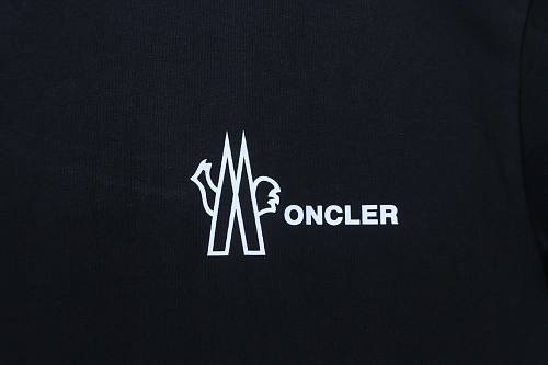 Moncler Short-Sleeve T-Shirt with Front Lettering Logo Black