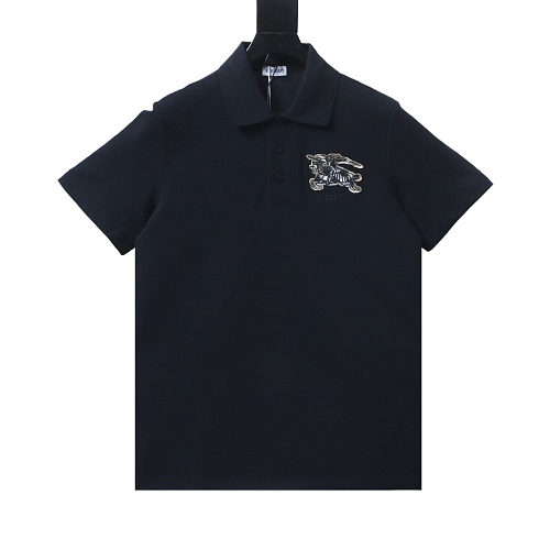 Burberry 26SS Appliqué Checkered Horse Short-Sleeve Polo Shirt