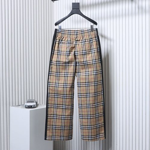 Burberry Side striped plaid stretch cotton trousers