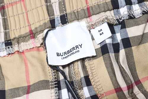 Burberry Side striped plaid stretch cotton trousers