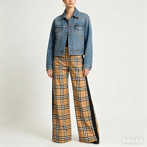 Burberry Side striped plaid stretch cotton trousers