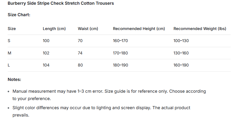 Burberry Side striped plaid stretch cotton trousers