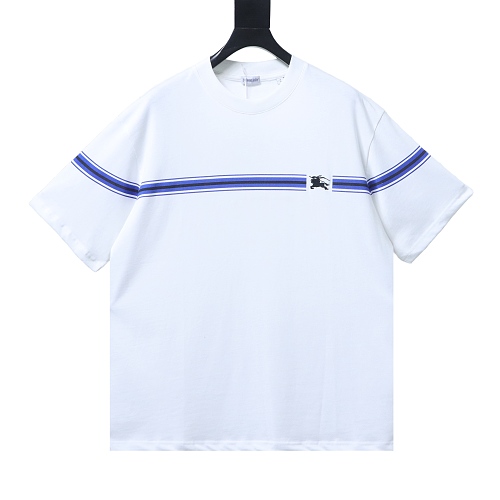 Burberry Striped Print with Classic Horse Embroidery Short-Sleeve T-Shirt