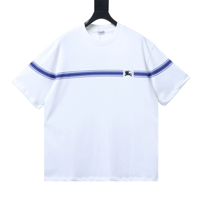 Burberry Striped Print with Classic Horse Embroidery Short-Sleeve T-Shirt 01