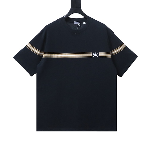 Burberry Striped Print with Classic Horse Embroidery Short-Sleeve T-Shirt