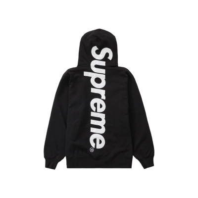 Supreme Satin Appliqué Hooded Sweatshirt Black 01