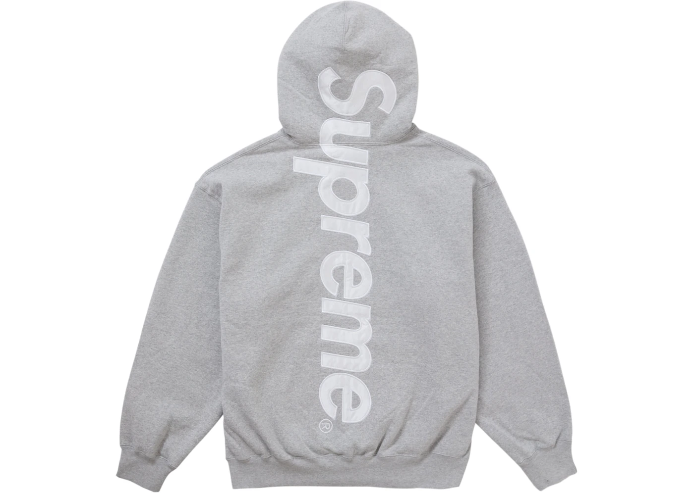 Supreme Satin Appliqué Hooded Sweatshirt Heather Grey