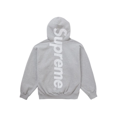 Supreme Satin Appliqué Hooded Sweatshirt Heather Grey 01
