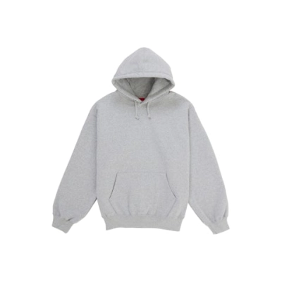 Supreme Satin Appliqué Hooded Sweatshirt Heather Grey 02