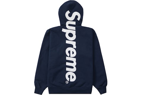 Supreme Satin Appliqué Hooded Sweatshirt Navy