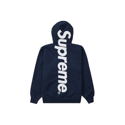 Supreme Satin Appliqué Hooded Sweatshirt Navy 01