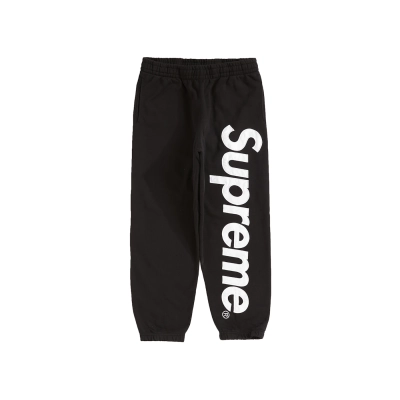 Supreme Satin Appliqué Sweatpant Black 01