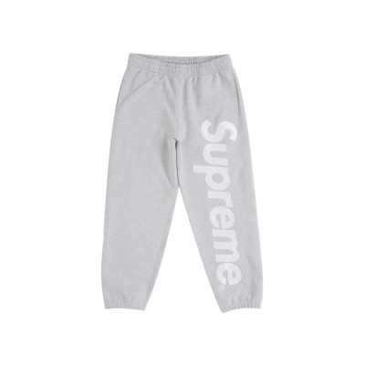 Supreme Satin Appliqué Sweatpant Heather Grey 01