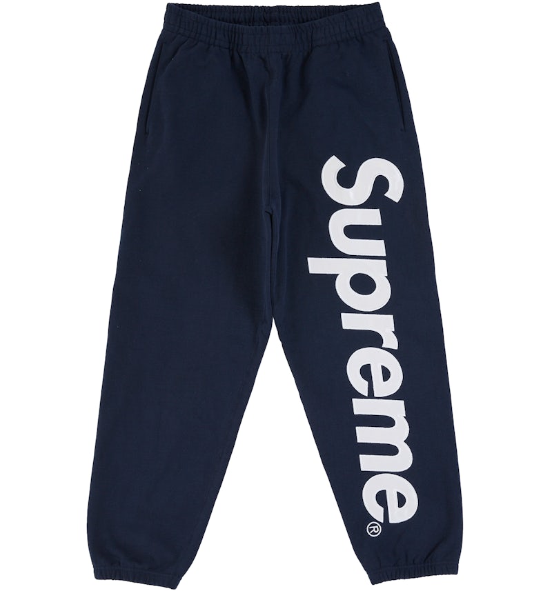 Supreme Satin Appliqué Sweatpant Navy