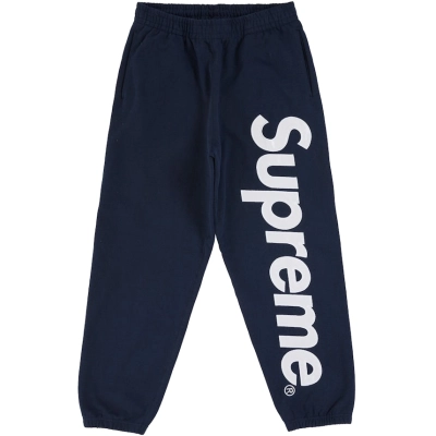 Supreme Satin Appliqué Sweatpant Navy 01