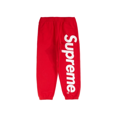 Supreme Satin Appliqué Sweatpant Red 01