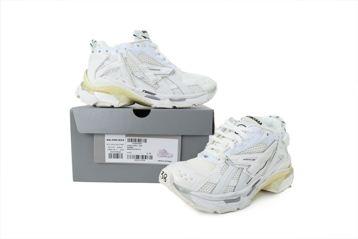 【TOP PK Batch】Balenciaga Runner All White LED 677402 W3RA1 9000