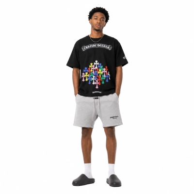 Chrome Hearts Multi Color Cross T-shirt Black_White + Fear of God Essentials Shorts CX58 LC8893 01