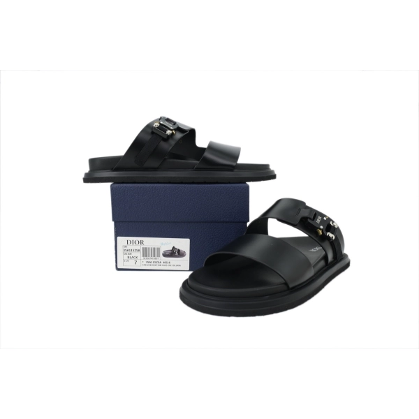 Dior Aqua Sandal Leather Black Dior Oblique Jacquard