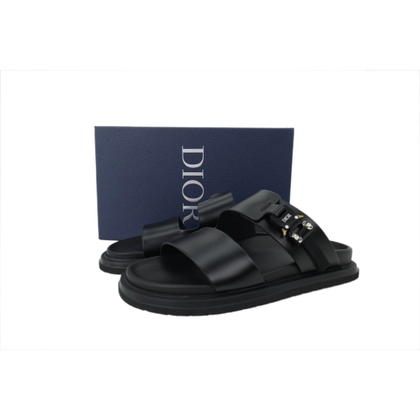 Dior Aqua Sandal Leather Black Dior Oblique Jacquard