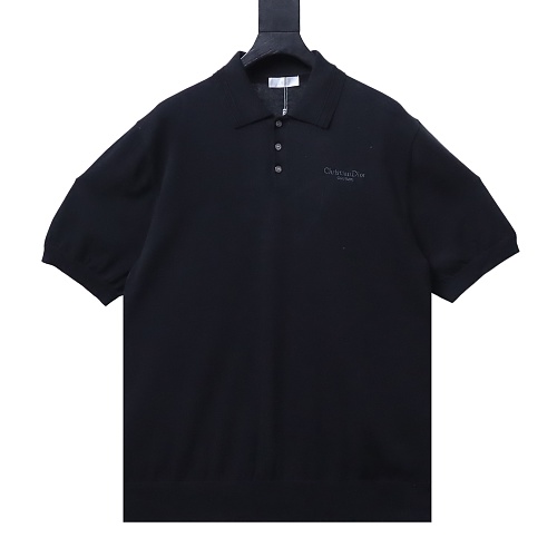 Dior Embroidered Knit Short-Sleeved Polo Shirt