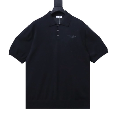 Dior Embroidered Knit Short-Sleeved Polo Shirt 01