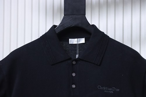 Dior Embroidered Knit Short-Sleeved Polo Shirt