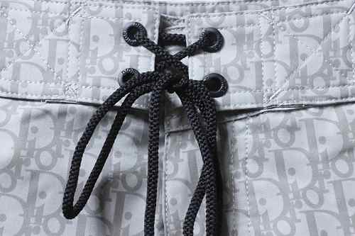 Dior Green Webbing Drawstring Shorts Grey