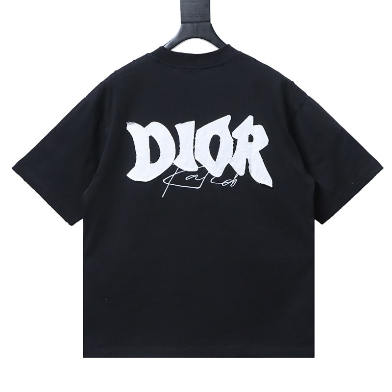 Dior Large Logo Patch And Embroidered Lettering On The Back T-Shirt