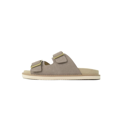 Brunello Cucinelli Suede Slide Sandals Beige 01