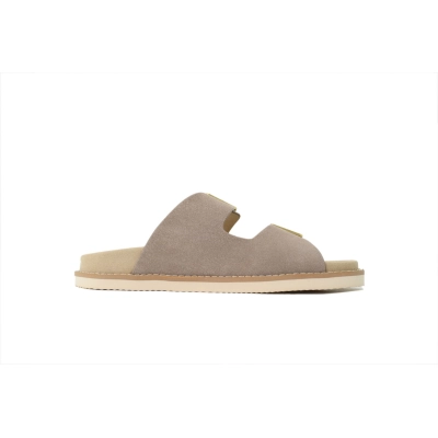 Brunello Cucinelli Suede Slide Sandals Beige 02