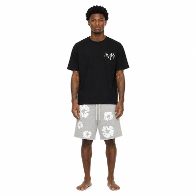 Amiri T-Shirt 677 + Denim Tears The Cotton Wreath Shorts Grey 01