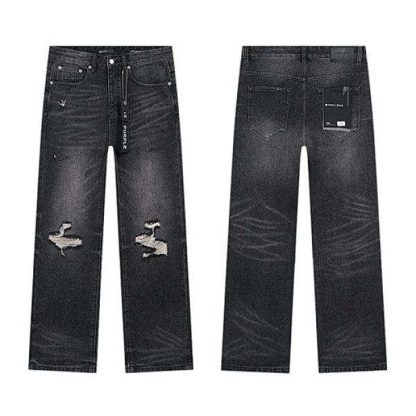 Balenciaga all-over letter print, direct-print breathable graffiti short-sleeved T-shirt + Purple Brand Fashion Jeans PU806#