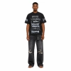 Balenciaga all-over letter print, direct-print breathable graffiti short-sleeved T-shirt + Purple Brand Fashion Jeans PU806#