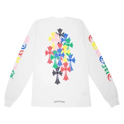 Chrome Hearts Multi Color Cross Cemetery L/S T-shirt + Denim Tears The Cotton Wreath Shorts Red 02