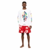 Chrome Hearts Multi Color Cross Cemetery L/S T-shirt + Denim Tears The Cotton Wreath Shorts Red