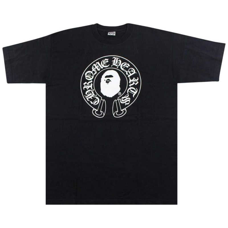BAPE x Chrome Hearts T-shirt 'Black' + Denim Tears The Cotton Wreath Shorts Black