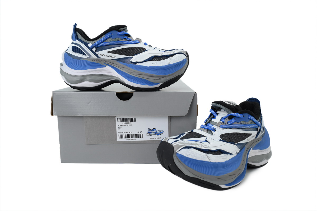 Balenciaga Jet White/ Blue/ Black Low Top Sneakers 872640 WMRTN 9041