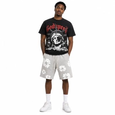 Godspeed T-shirt #1127 + Denim Tears The Cotton Wreath Shorts Grey 01