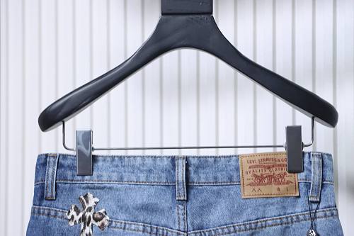 Chrome Hearts Cross Patch Leather Jeans