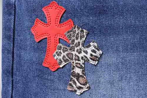Chrome Hearts Cross Patch Leather Jeans