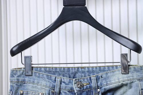 Chrome Hearts Cross-patterned leather jeans